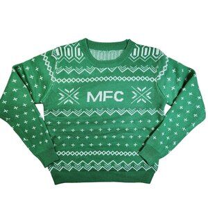 MFC Green Christmas Sweater Crewneck Knit Unisex Holiday Pullover Size S